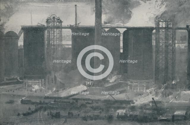'Blast-Furnaces at Bell Bros.' Iron Works, Middlesborough', 1910. Artist: Unknown.