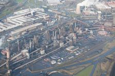 Blast furnaces at Scunthorpe Steel Works, North Lincolnshire, 2016. Creator: Dave MacLeod