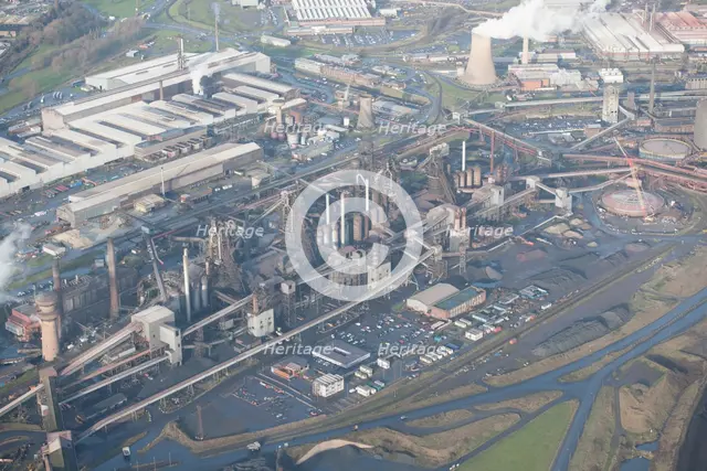 Blast furnaces at Scunthorpe Steel Works, North Lincolnshire, 2016. Creator: Dave MacLeod.
