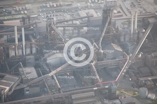Blast furnaces at Scunthorpe Steel Works, North Lincolnshire, 2016. Creator: Dave MacLeod.