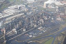 Blast furnaces at Scunthorpe Steel Works, North Lincolnshire, 2016. Creator: Dave MacLeod