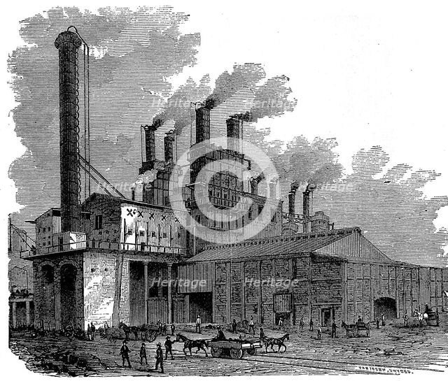 Blast furnaces at the Phoenix Iron and Bridge Works, Phoenixville, Pennsylvania, USA, 1873. Artist: Unknown