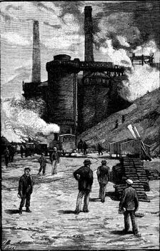 Blast furnaces, South Wales, 1885. Creator: Unknown