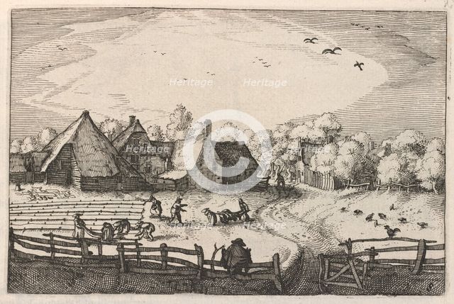 Blekerye aededuyne gelegen (Farms and Bleaching-Fields), c. 1611/1612. Creator: Claes Jansz Visscher.