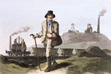 Blenkinsop steam locomotive at Middleton colliery near Leeds, West Yorkshire, 1814. Creator: Robert Havell
