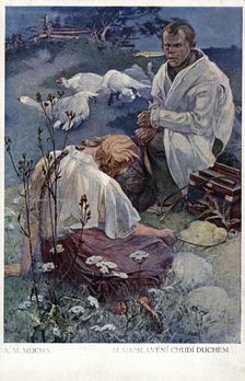 Blessed are the Poor in Spirit for Theirs is the Kingdom of Heaven 1906. Artist: Alphonse Mucha