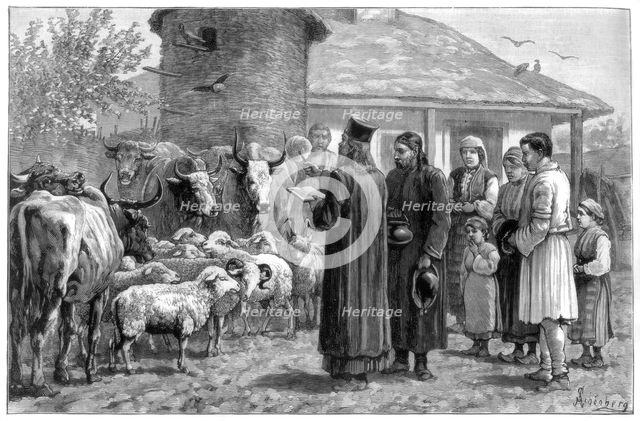 Blessing domestic animals, Bulgaria, 1887. Artist: Unknown