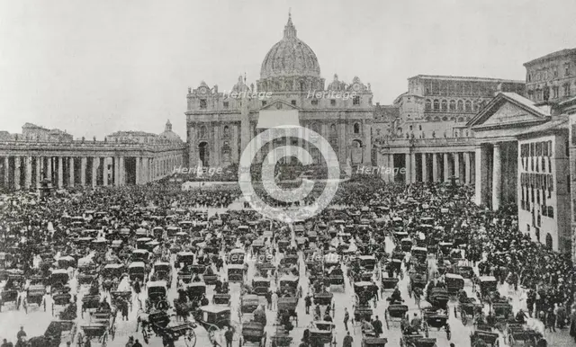 Blessing of Pope Leo XIII, Saint Peter's Square, Vatican City, Rome, Holy Week, 1898.  Creator: Unknown.