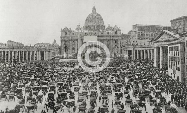 Blessing of Pope Leo XIII, Saint Peter's Square, Vatican City, Rome, Holy Week, 1898.  Creator: Unknown.