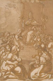 Blessing pope, 1401/1500. Creator: Monogrammist N.A.