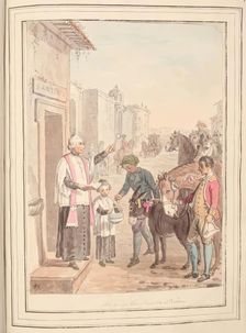 Blessing the Beasts at Rome, leaf from A Collection of Dresses by David Allan Mostly..., 1776. Creator: David Allan