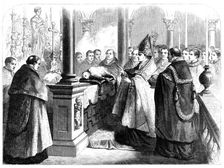 Blessing the Paschal Lambs in the church of St. Agnes, Rome, 1870. Creator: W. H.