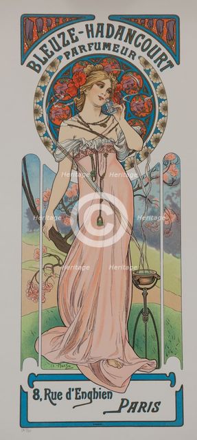Bleuze - Hadancourt Parfumeur, ca 1899. Creator: Mucha, Alfons Marie (1860-1939).