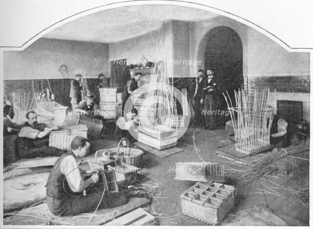 Blind basket-makers at work, Tottenham Court Road, London, c1901 (1903). Artist: Unknown.