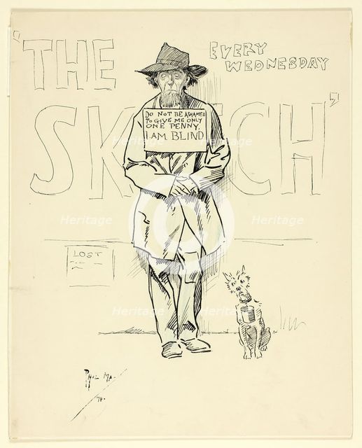Blind Beggar and Dog, 1894. Creator: Philip William May.