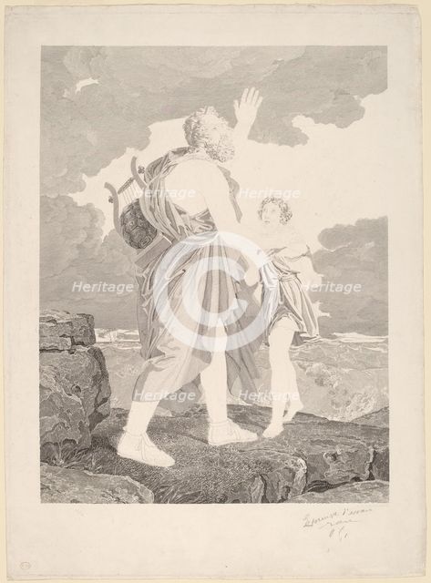 Blind Homer, 1816. Creator: Jean-Baptiste-Raphael-Urbain Massard.