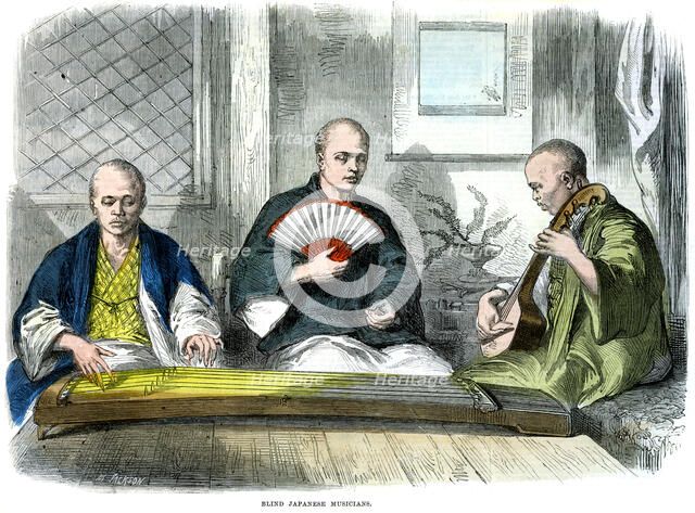 Blind Japanese musicians, 1864.  Creator: Mason Jackson.