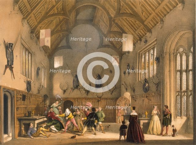 Blind Man's Buff, played in Athelhampton Hall, c1600s. Creator: Joseph Nash (1809-78).