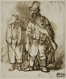 Blind man with crank lyre and singing boy, c.1650. Creator: Willem Drost