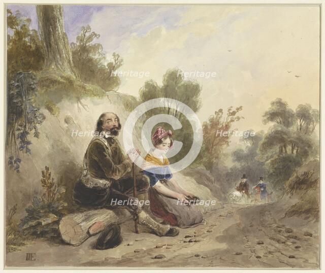 Blind man with girl, begging on the side of a country road, 1803-1861. Creator: Jakob Josef Eeckhout.
