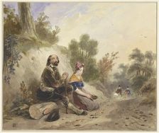 Blind man with girl, begging on the side of a country road, 1803-1861. Creator: Jakob Josef Eeckhout