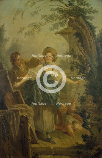 Blind man's buff, after Fragonard.  Creator: Unknown.