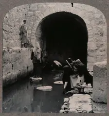 Blind men washing eyes in the Pool of Siloam c1900