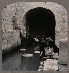 Blind men washing eyes in the Pool of Siloam c1900