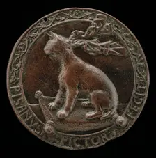 Blindfolded Lynx Seated on a Cushion [reverse], c. 1441/1444. Creator: Pisanello