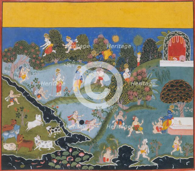 Blindman's Bluff...from a Dispersed Bhagavata Purana (Ancient Stories of Lord Vishnu), c1715-20. Creator: Unknown.