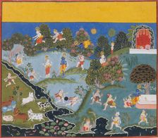 Blindman's Bluff...from a Dispersed Bhagavata Purana (Ancient Stories of Lord Vishnu), c1715-20. Creator: Unknown