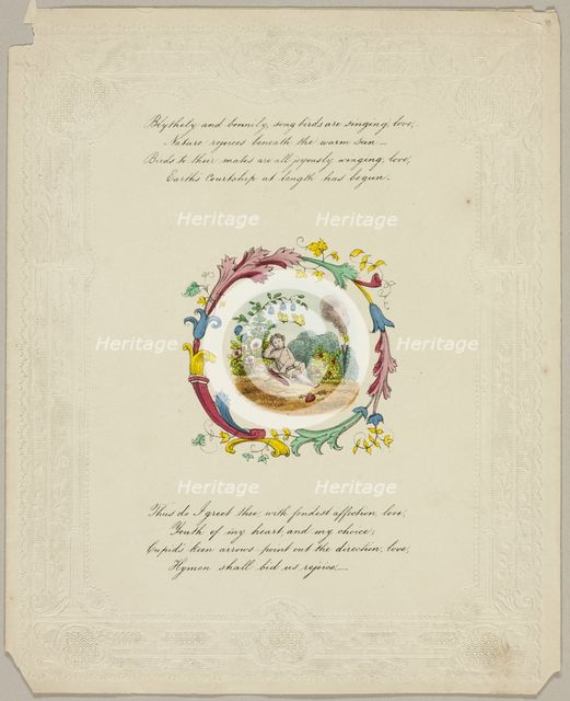 Blithely and Bonnily, Song Birds are Singing Love (valentine), 1840/60. Creator: Unknown.