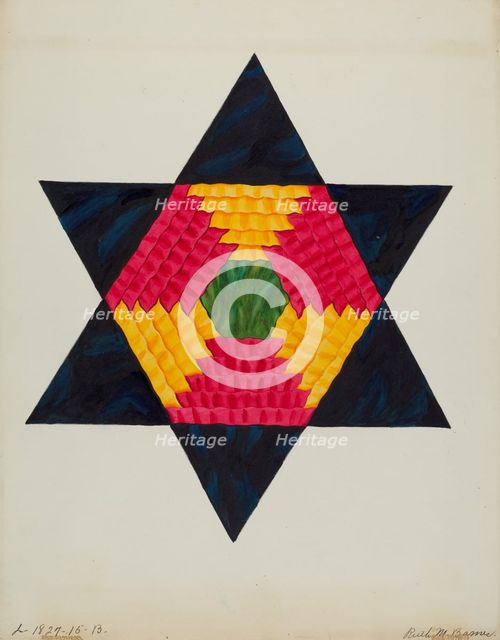 Block from Bedspread, c. 1937. Creator: Ruth M. Barnes.