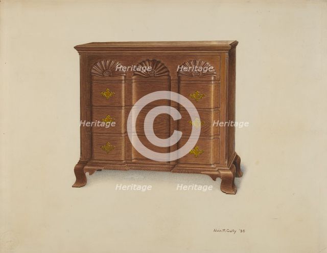 Block Front Chest of Drawers, 1936. Creator: Alvin M Gully.
