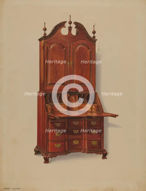 Block-front Desk, c. 1937. Creator: Harry Eisman.