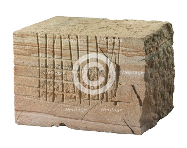 Block of Aquia Creek sandstone removed from the East Front of US Capitol, 1824-1826. Creator: Unknown.