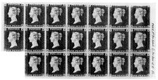 Block of twenty Penny Black stamps, 1840, (1910)