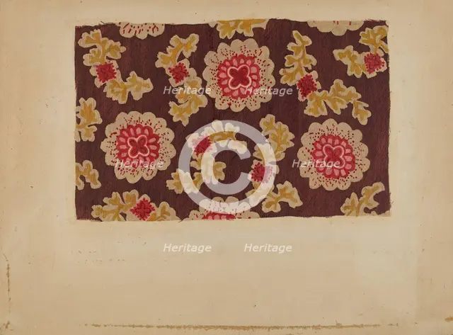 Block Printed Handkerchief, c. 1937. Creator: Dorothy Lacey.