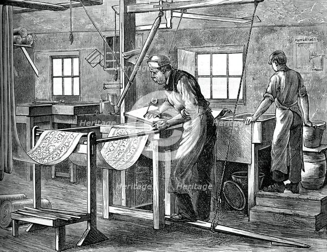 Block printers at work, c1880. Artist: Unknown