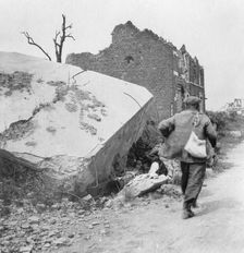 Blockhouse destroyed by a mine, Lomme, near Armentières, France, World War I, c1914-c1918. Artist: Nightingale & Co
