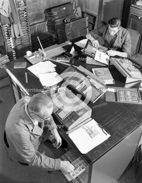 Blocks being made up at a printing company, Mexborough, South Yorkshire, 1959. Creator: Michael Walters.