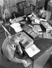 Blocks being made up at a printing company, Mexborough, South Yorkshire, 1959. Creator: Michael Walters