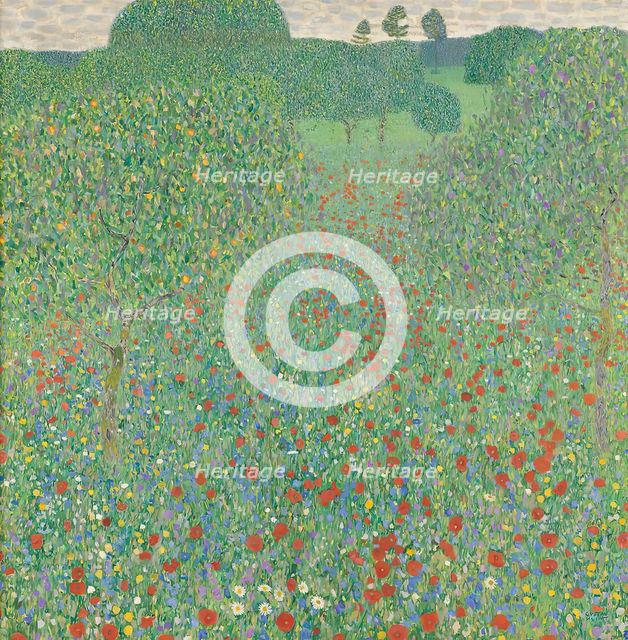 Blooming poppies, 1907. Creator: Gustav Klimt.