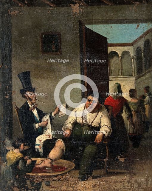 Bloodletting from the foot. Creator: Daumier, Honoré, 1808-1879 (After).