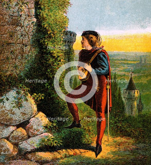 'Blondel At Richard's Prison', 12th century, (c1850). Artist: Unknown