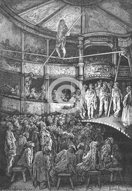 'Blondin at Shoreditch', 1872.  Creator: Gustave Doré.