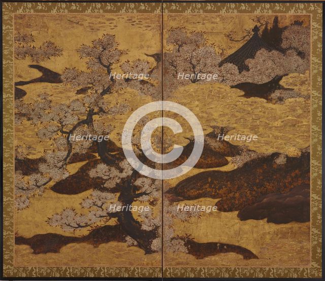 Blossoming cherry trees, Edo period, ca.1580-1635. Creator: Kano Sanraku.