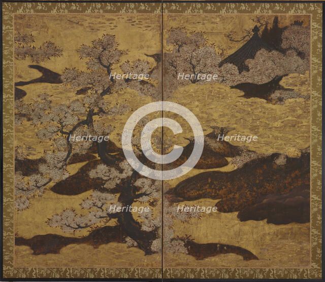 Blossoming cherry trees, Edo period, ca.1580-1635. Creator: Kano Sanraku.