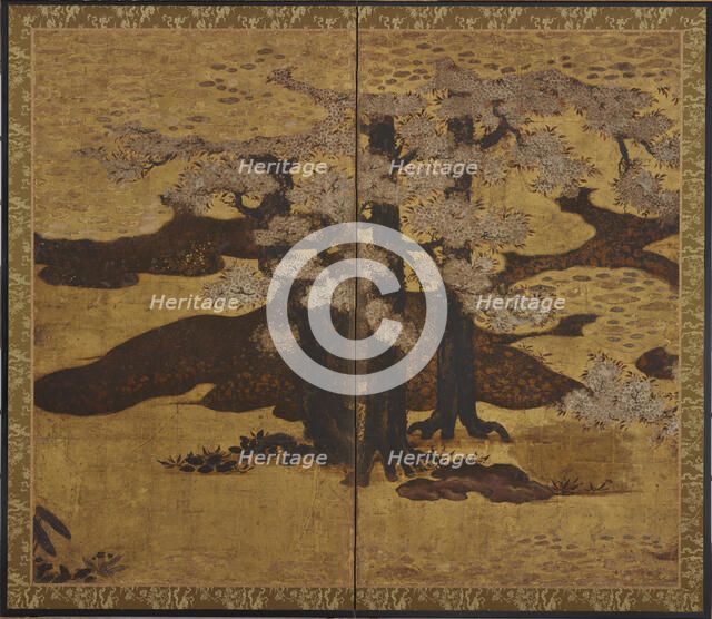 Blossoming cherry trees, Edo period, ca.1580-1635. Creator: Kano Sanraku.