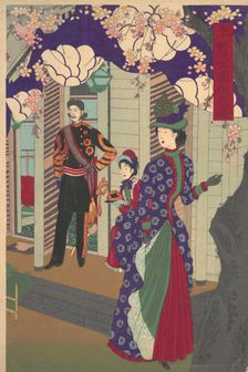 Blossoming Cherry Trees in Ueno Park (Ueno koen kaika zu), 1888., 1888. Creator: Chikanobu Yoshu